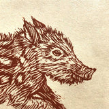 Baby Boar (Boarlet) lino print