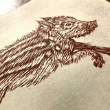 Baby Boar (Boarlet) lino print