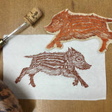 Baby Boar (Boarlet) lino print