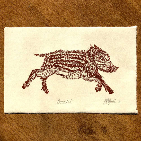 Baby Boar (Boarlet) lino print