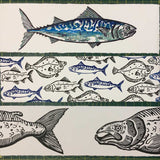 Mackerel, Salmon, & Plaice Bookmarks x 3 lino prints