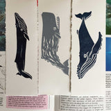 Whale Bookmarks, x 3 lino prints