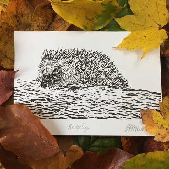 Hedgehog lino print