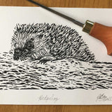 Hedgehog lino print