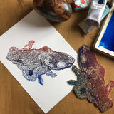 Octopus lino print