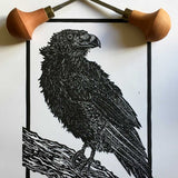 Raven lino print