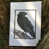 Raven lino print