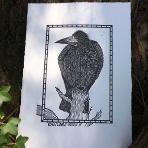 Rook, lino print