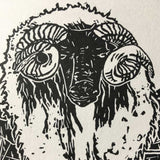 Irish Animal lino prints, Cow, Sheep, & Hare