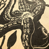 Squid, limited edition lino print