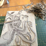 Squid, limited edition lino print